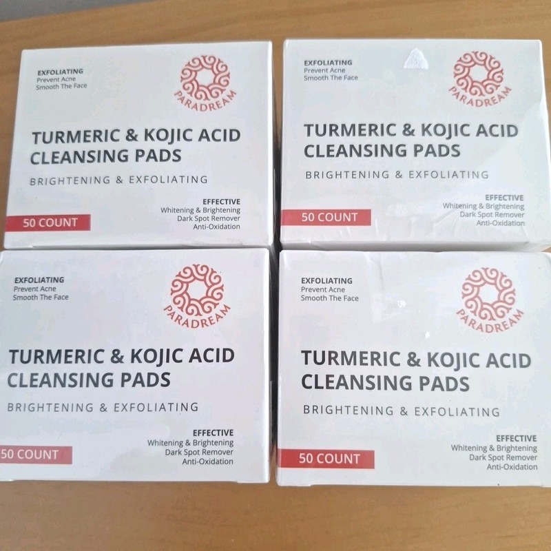 4 x PARADREAM TURMERIC & KOJIC ACID CLEANSING PADS 50 Ct Ea NEW Clean Pores 2027
