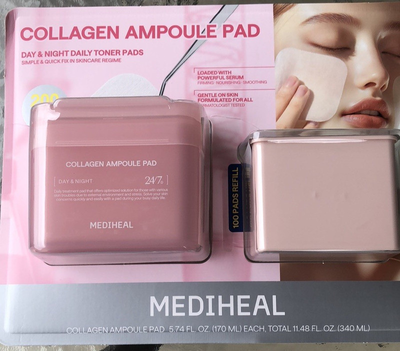 Mediheal Collagen Ampoule Pad Set – Day & Night Hydrating Toner Pads – New