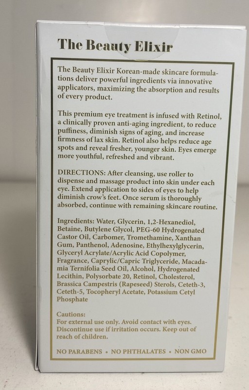 The Beauty Elixir Under Eye Roller RETINOL Serum Anti Aging 1.69FL OZ / 50ML gallery