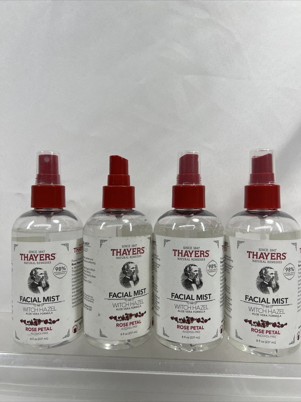(4) THAYERS Alcohol-Free Witch Hazel Facial Mist Toner Aloe Vera Rose Petal 8oz