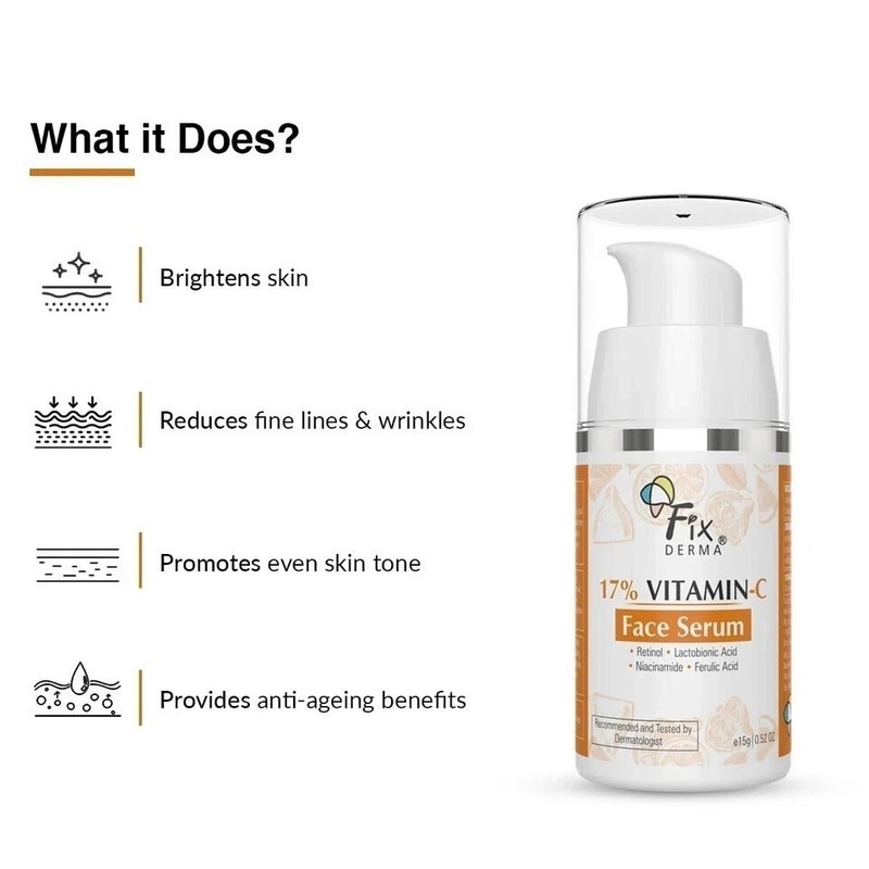 Fixderma 17% Vitamin C Face Serum Niacinamide Serum - 15g gallery