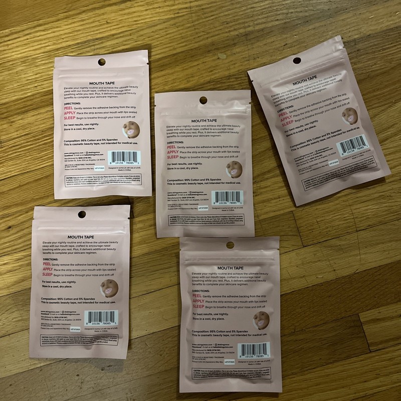 Lot of 5 - Skin Gym Mouth Tape 30 Individual Mouth Tapes, Sealed gallery