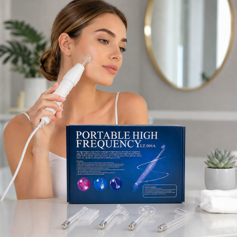 4-in-1 High Frequency Facial Massager Portable Skin Care Device 120KHz