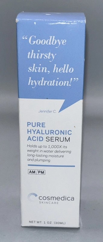 NEW NIB Cosmedica Skincare Pure Hyaluronic Acid Serum 1oz AM/PM