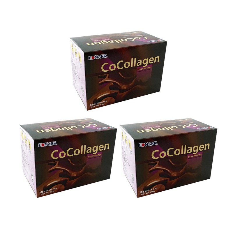 3 Box Edmark Cocollagen Collagen Chocolate Drink Beauty Anti Aging Wrinkles Acne