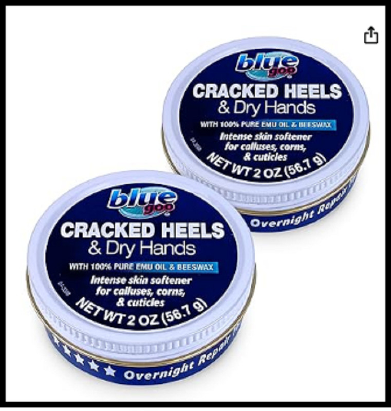 2 Pack Blue Goo Cracked Heel Skin Softner 2 oz-Multi Use Hands, Feet, Elbows-NEW