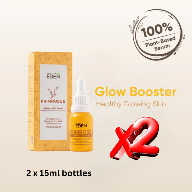 Natural Evening Primrose Oil Radiant Serum x2 Dry Dull Skin Primrose E 15ml Duo