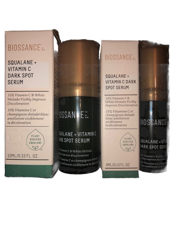 2x Biossance Squalane + Vitamin C Dark Spot Serum Travel Size 10ml + 4ml NIB Lot