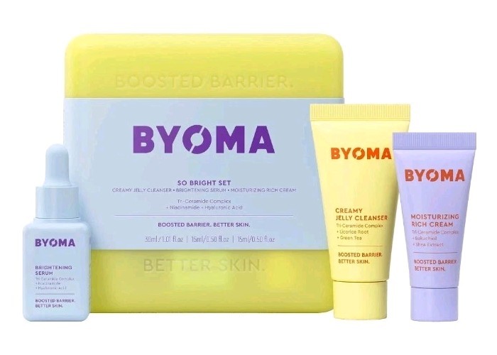 BYOMA So Bright Set Barrier Repair Skincare Set for Brighter Skin Creamy Sealed