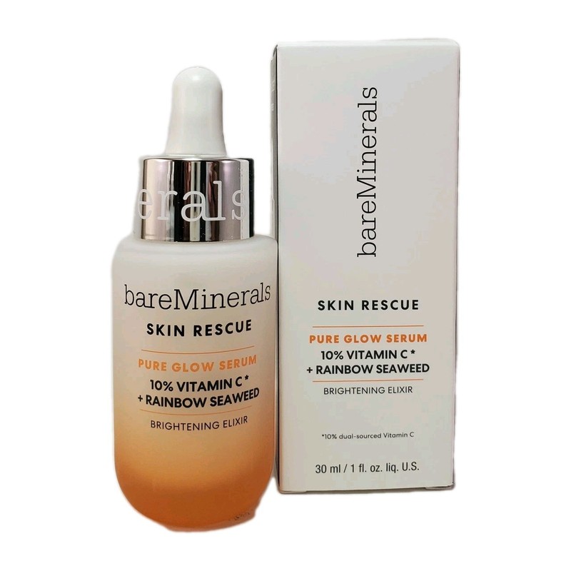 bareMinerals Skin Rescue Pure Glow Serum Brightening Elixir, 1 fl oz (30 ml)