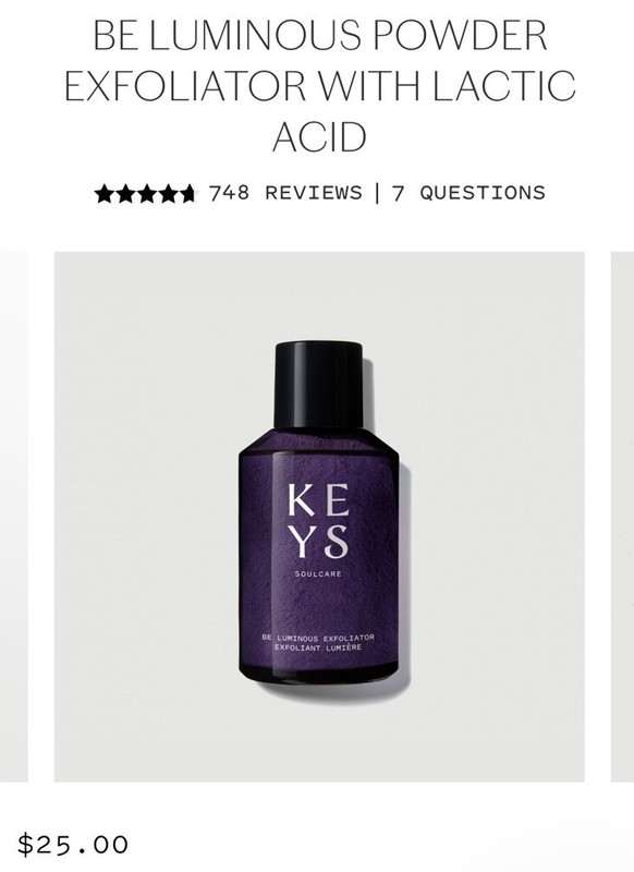 Keys Soulcare Be Luminous Exfoliator Powder Lactic Acid 2.29oz/65g Full SZ $22 gallery
