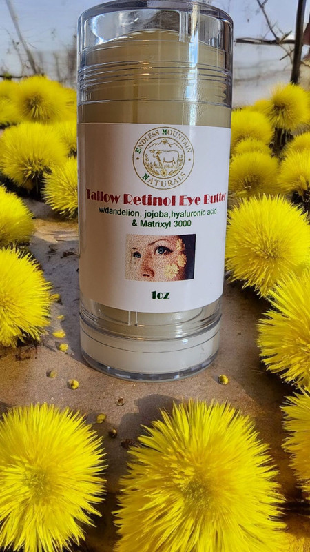 Dandelion Retinol-Organic Grass Fed Tallow Deep Wrinkle Eye Butter Matrixyl 3000
