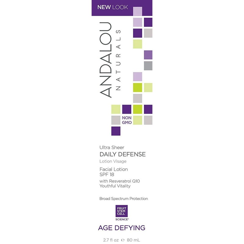Andalou Natural Age Defying Ultra Sheer Daily Defense SPF18 Facial Lotion 2.7 oz