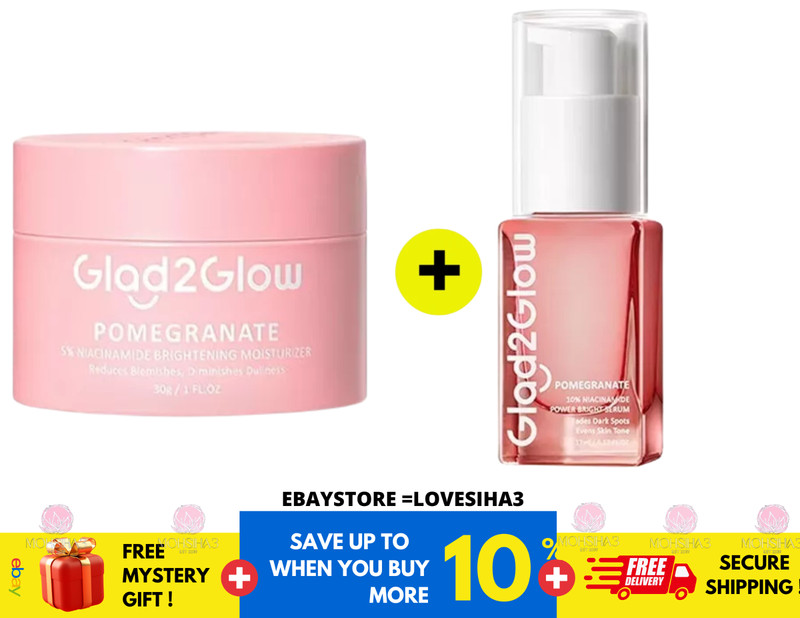 Glad2Glow 2 In 1 Basic Skincare Set Brightening Glowing Moisturizer Facial Serum
