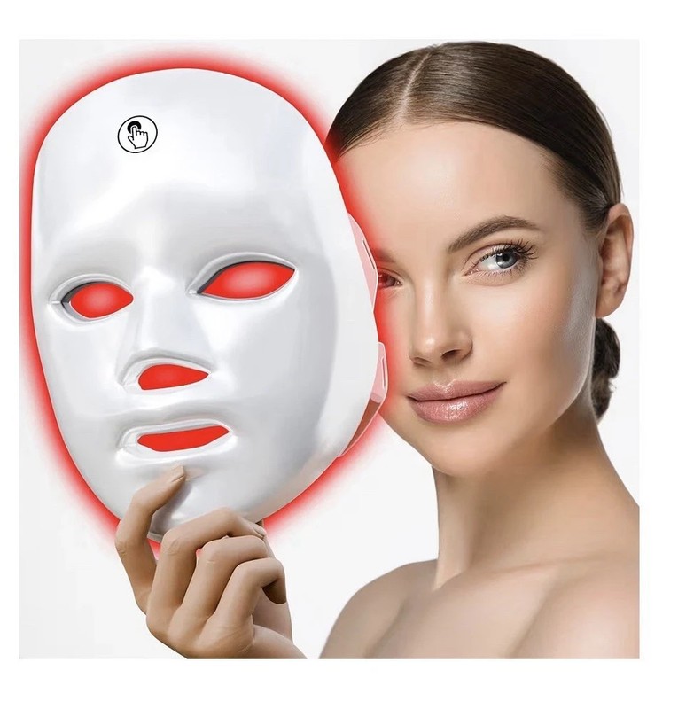 7 Color Red Light Therapy Face Mask 90 LED Beads Portable Rechargeable White New