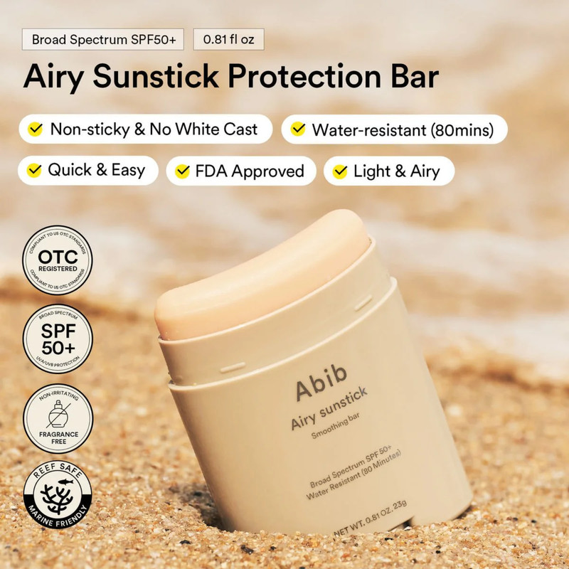 Abib Airy Sunstick Smoothing Bar SPF50+ PA++++ 23g Korean Sunscreen Stick gallery