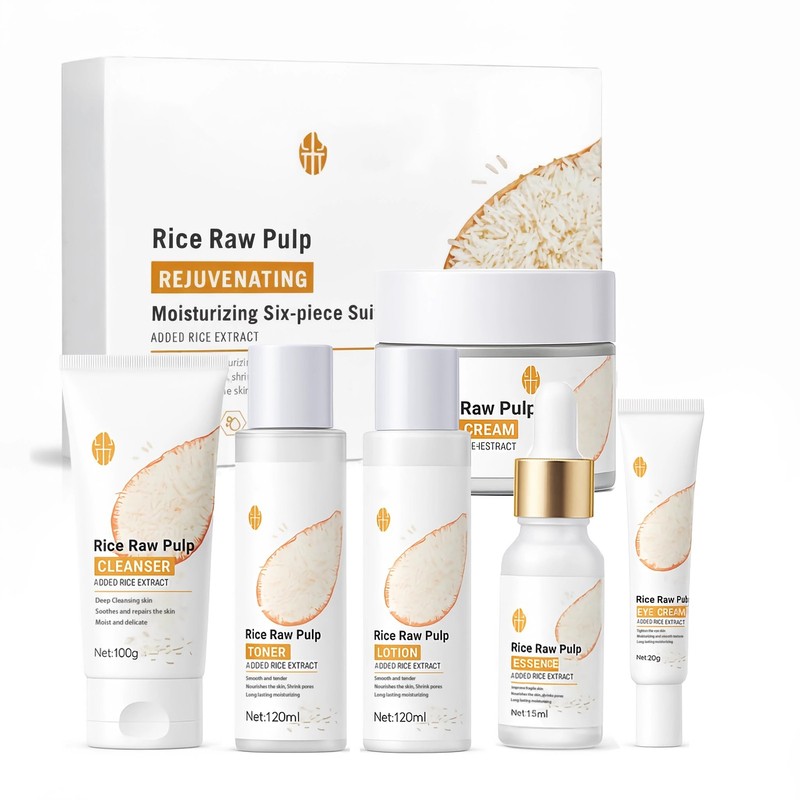 Rice Skin Care Set for Teen Girls & Women – 6-Piece Facial Care Kit with Rice…