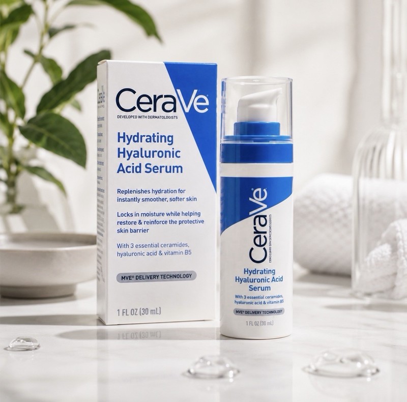 CeraVe Hydrating Hyaluronic Acid Serum Face Vitamin B5 – 1 Oz – Pack of 2