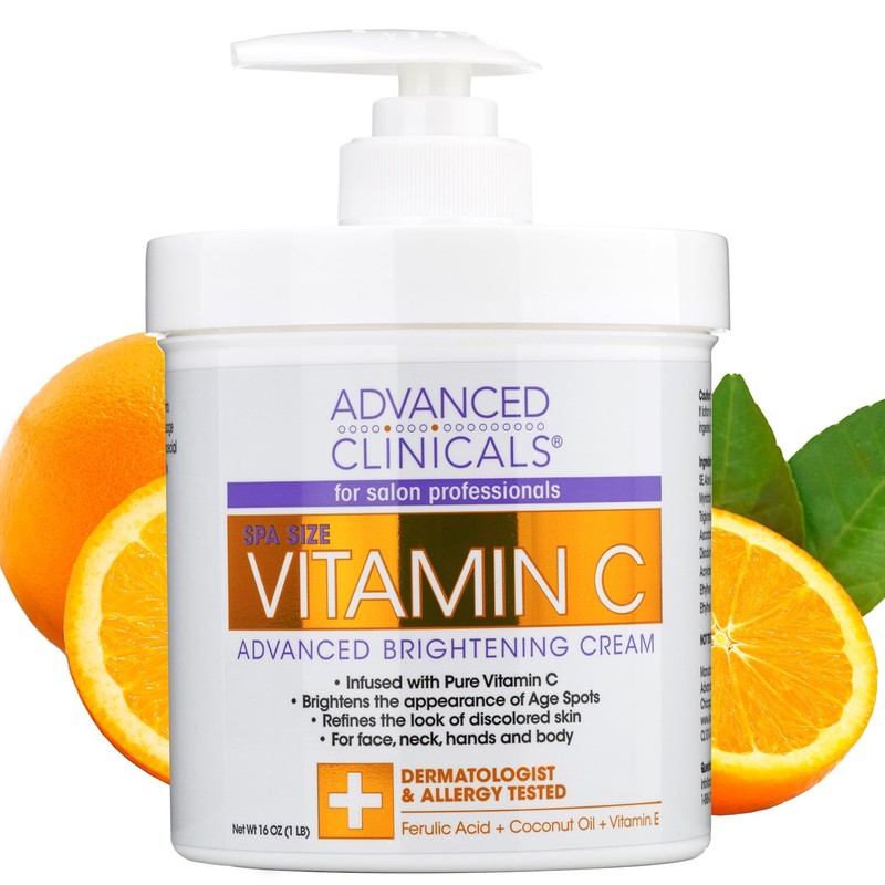 Advanced Clinicals Vitamin C Body Cream 16 Ounce Anti Aging Moisturizer
