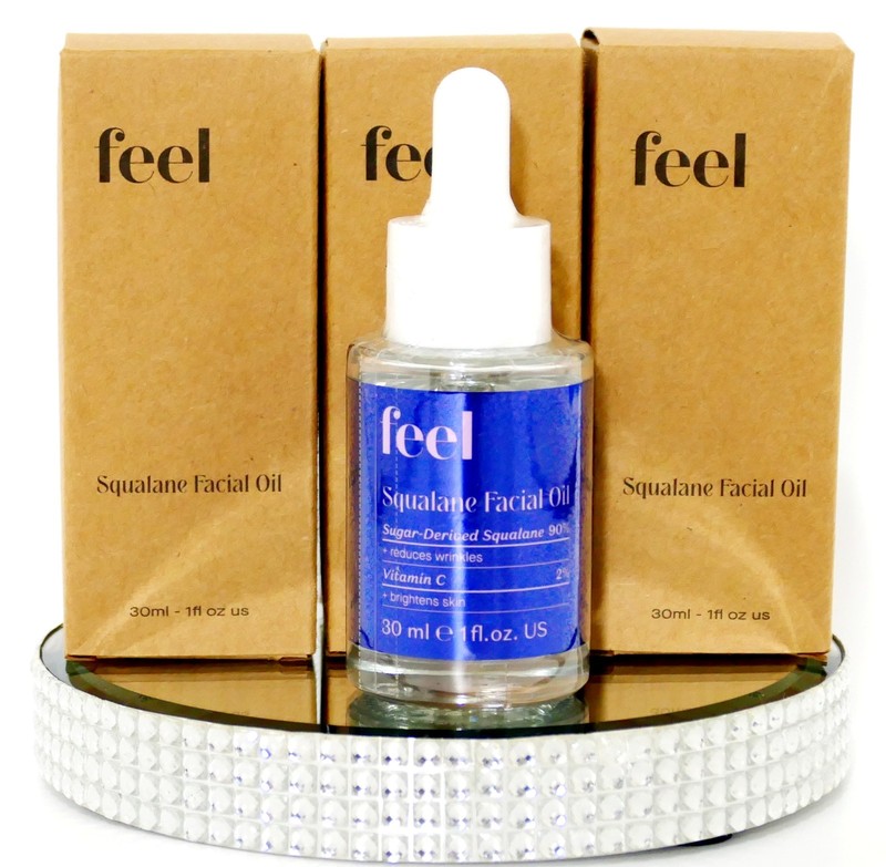 ×3Pk Feel Squalane Facial Oil Brightens & Reduces Wrinkles 1oz. Each RV$108 NEW!