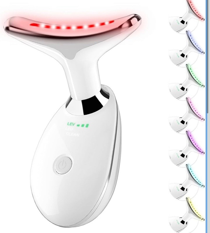 7-Color LED Facial Light Therapy Wand Face & Neck Massager Tool White