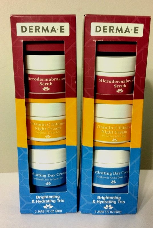 Lot of 2 Derma E Brightening & Hydrating Trio 3 Jars 1/2 oz Each Authentic