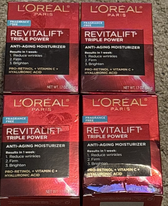 LOT of 4 L’Oreal RevitaLift Triple Power Anti-Aging Moisturizer Fragr Free 1.7oz