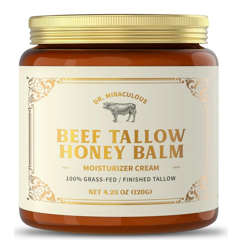 100 Grass-Fed Whipped Beef Tallow and Honey Balm for Skin, Moisturizer for Fa…