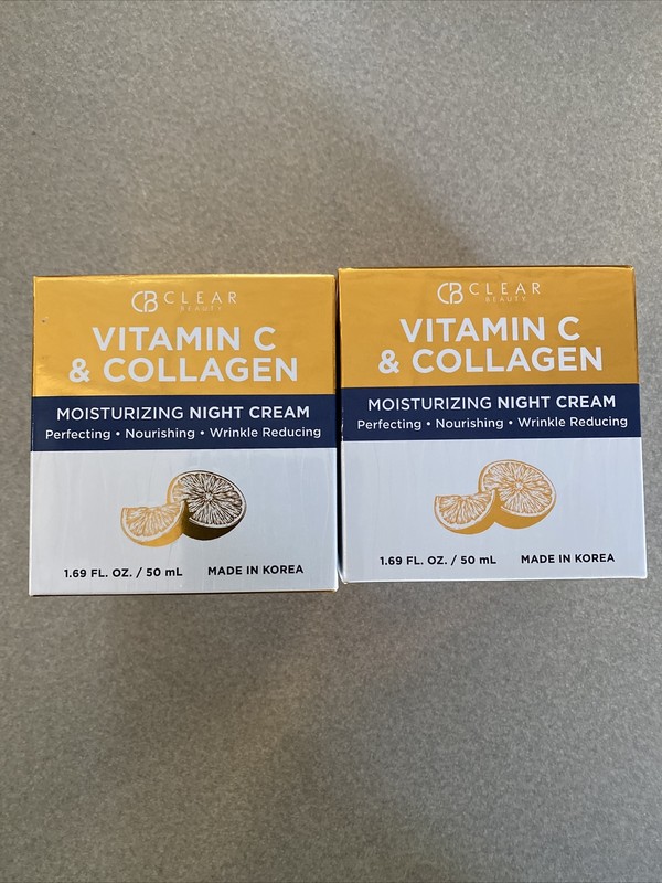 2 Count Clear Beauty Vitamin C & Collagen Moisturizing Night Cream 1.69 0z Each