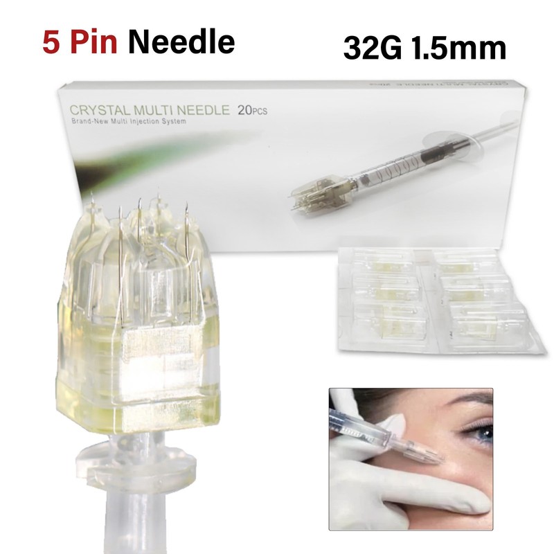 5-100pc 5 Pin Crystal Multi-Tips Replace Needle For Beauty Facial Skin Care Tool