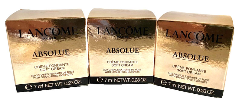 3 x Lancome Absolue Fondante Soft Cream w/ Grand Rose Extracts 0.23 oz/7ml each
