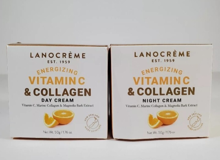 Lanocreme Energizing Vitamin C & Collagen Day & Night Cream Set 1.76oz EXP 2027