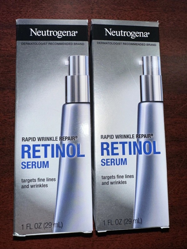 Neutrogena Rapid Wrinkle Repair Retinol Serum 2 Pack 1oz Each NIB Anti Aging