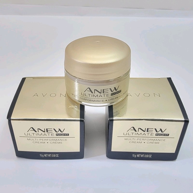 2 ANEW Ultimate Night Multi Performance Cream Creme Avon (.50 oz ea) 15g