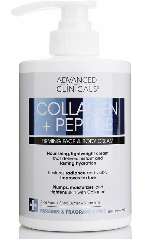 ADVANCED CLINICALS COLLAGEN + PEPTIDE Restoring Firming FACE BODY CREAM 444ml