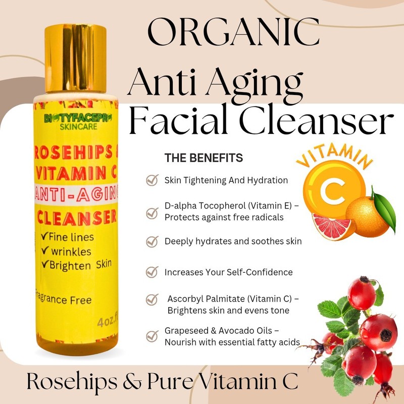 ORGANIC ROSEHIPS & VITAMIN C ANTI-AGING Infused Facial Cleanser & Moisturizer