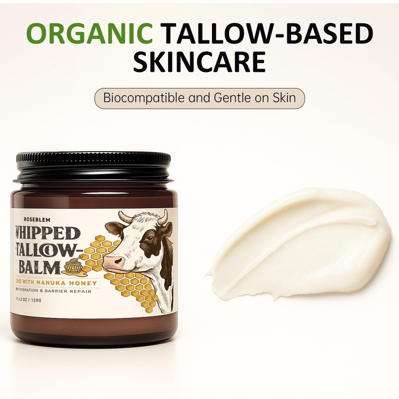 Roseblem Whipped Tallow Balm for Face – 100 Grass-Fed Organic Beef Tallow Cre... gallery