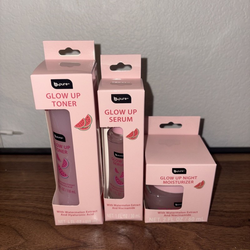 b.pure Glow Up Watermelon Toner, Serum, Night Moisturizer Set of 3 pcs.