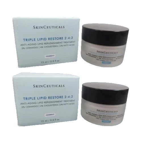 SKINCEUTICALS TRIPLE LIPID RESTORE 2:4:2 LIPID TREATMENT 0.5 OZ BOXED LOT OF 2