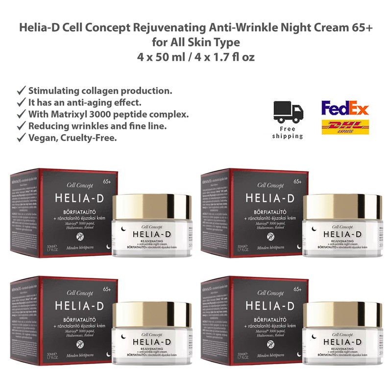 Helia-D Cell Concept Rejuvenating Anti-Wrinkle Night Cream 65+ – 50ml x 4