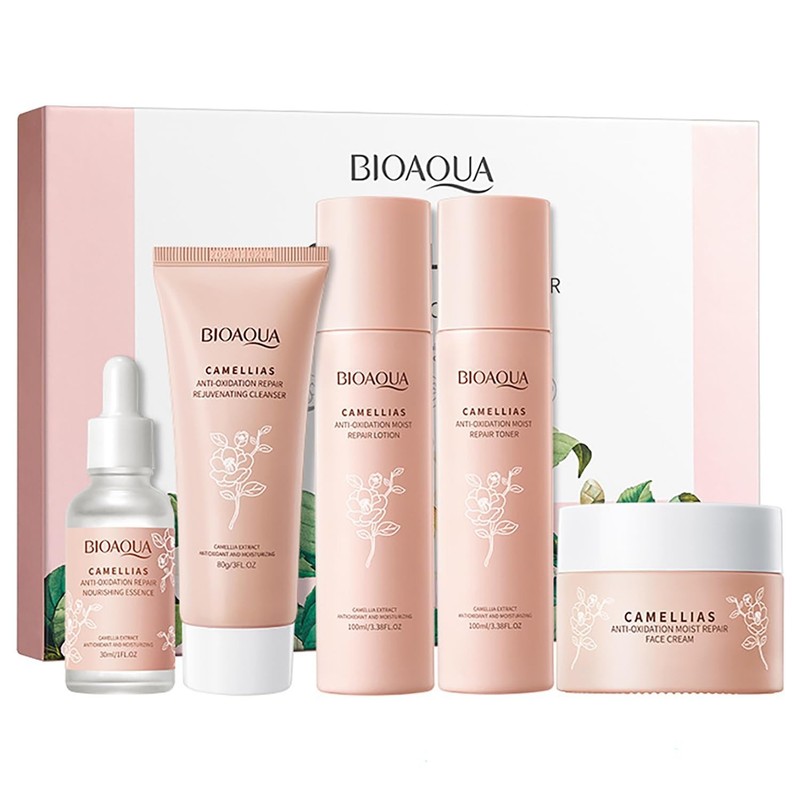 BIOAQUA Camellias Anti-Oxidation Repair 100ml+30ml+50g+80g+100ml 5Pcs Set