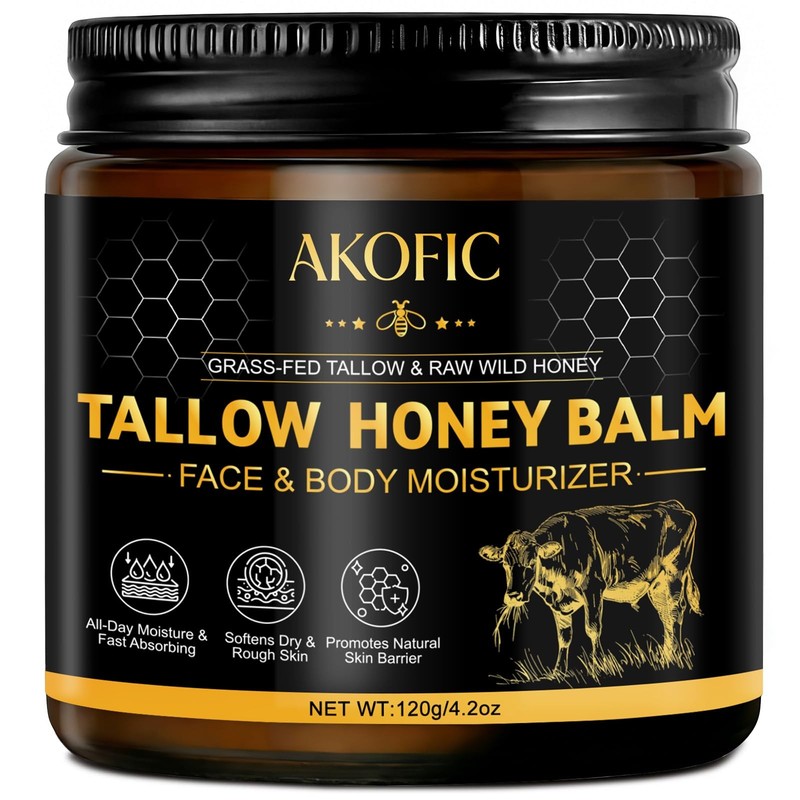 Beef Tallow for Skin, Tallow and Honey Balm, Organic Grass-Fed Beef Tallow fo…