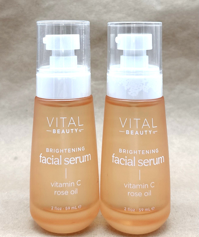 Vital Beauty Brightening Facial Serum Vitamin C & Rose Oil 2 fl oz Lot of 2 New