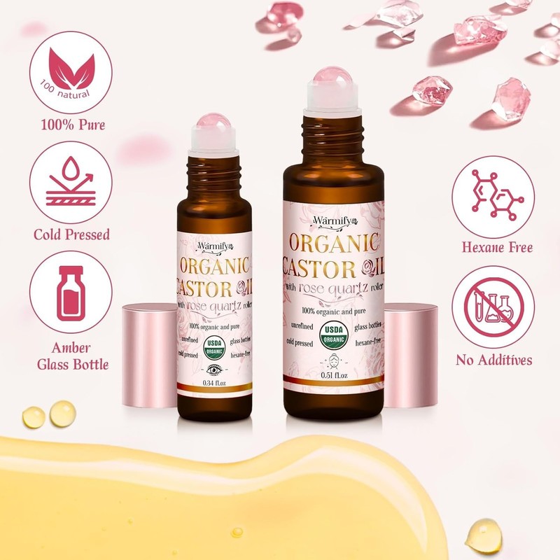 Organic Castor Oil Roll On with Rose Quartz for Face gallery