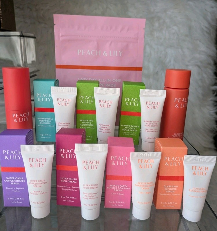 Lot of 10 Peach & Lily Assorted Cleansers Moisturizer Serums Firming Skin Care gallery