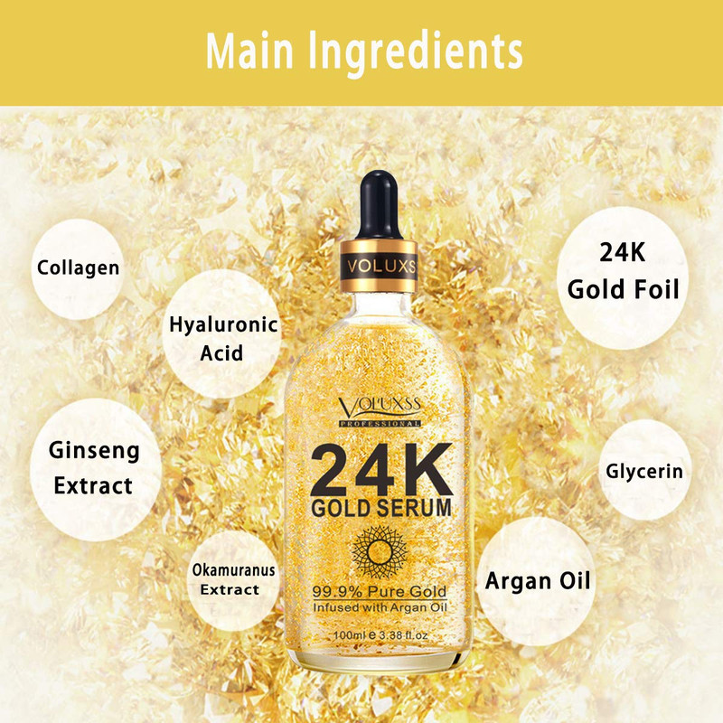 24K Gold Serum for Face,Skin Brightening Anti Aging Face Serum Moisturizer with gallery