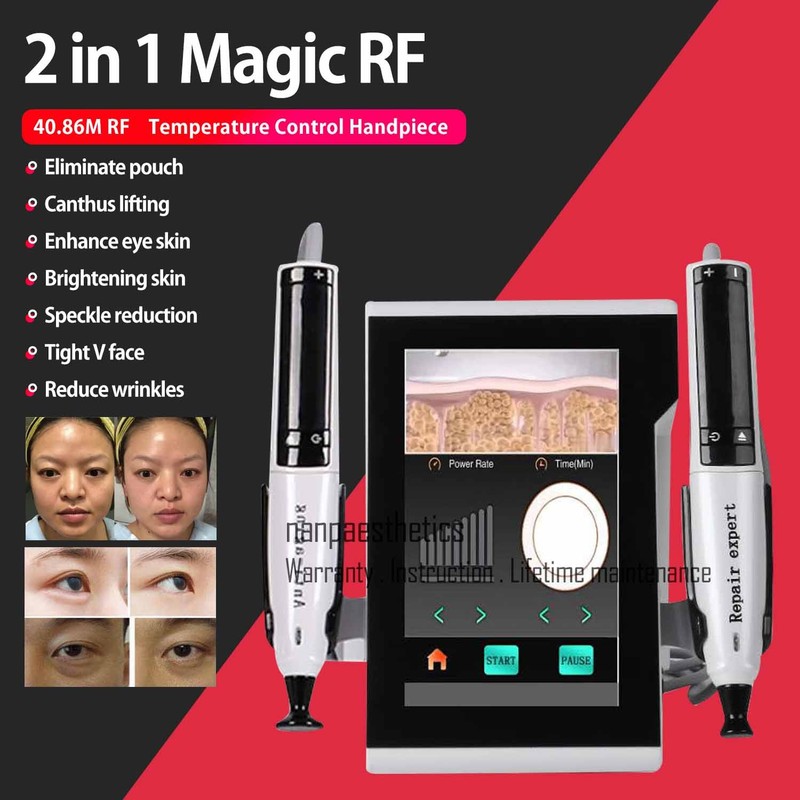 2 Handles RF Eye Face Lift Anti aging Acne Wrinkle Removal Skin Tighten Machine