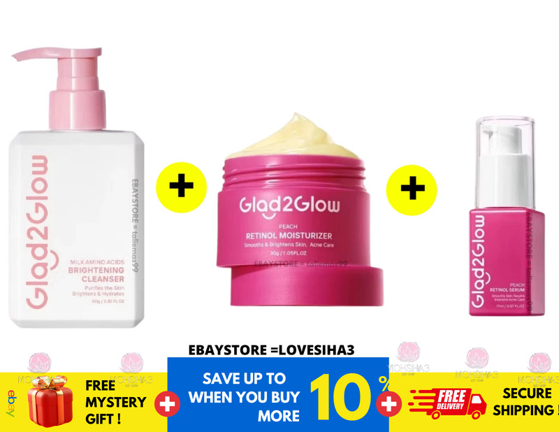Glad2Glow 3 In1 Skincare Set Cleanser+Moisturizer+Serum face wash Anti-Aging Set