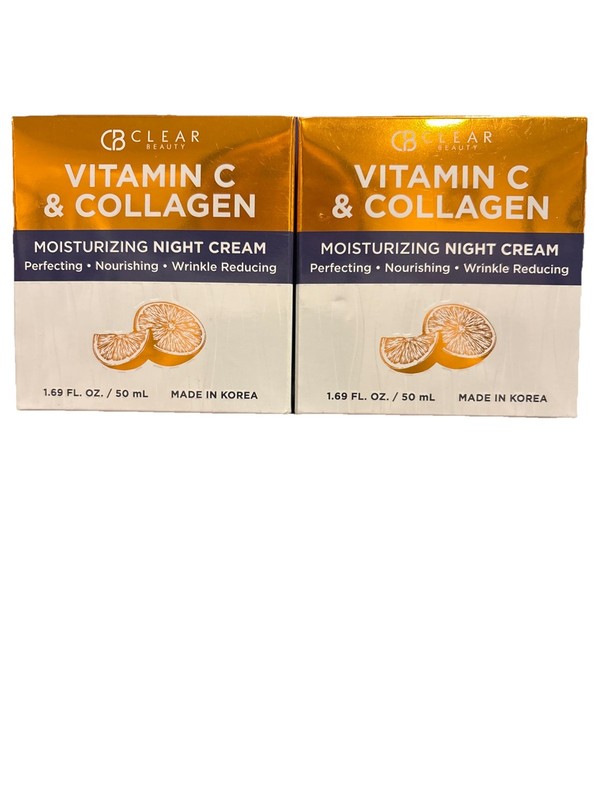 2X CB Clear Beauty Vitamin C & Collagen NIGHT Cream 1.69 FL