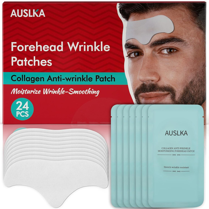 AUSLKA Men’S Forehead Wrinkle Patches 24Pcs,Anti-Wrinkle Facial Treatment,Smooth